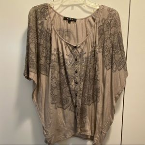 Jeweled and Patterned Button Up Blouse